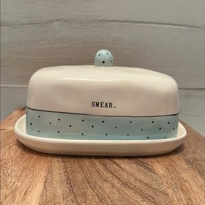Rae Dunn butter dish smear